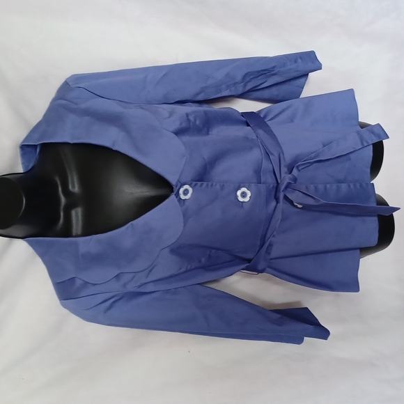 NWT Sandro Blue Blazer w Self Fabric Belt - Picture 1 of 5